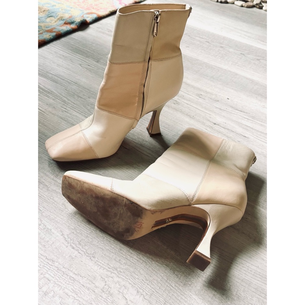 Retro ‘60s style Sam Edelman Cream and Tan Ankle Booties Pointed Toe- Size 9.5 - Picture 3 of 6